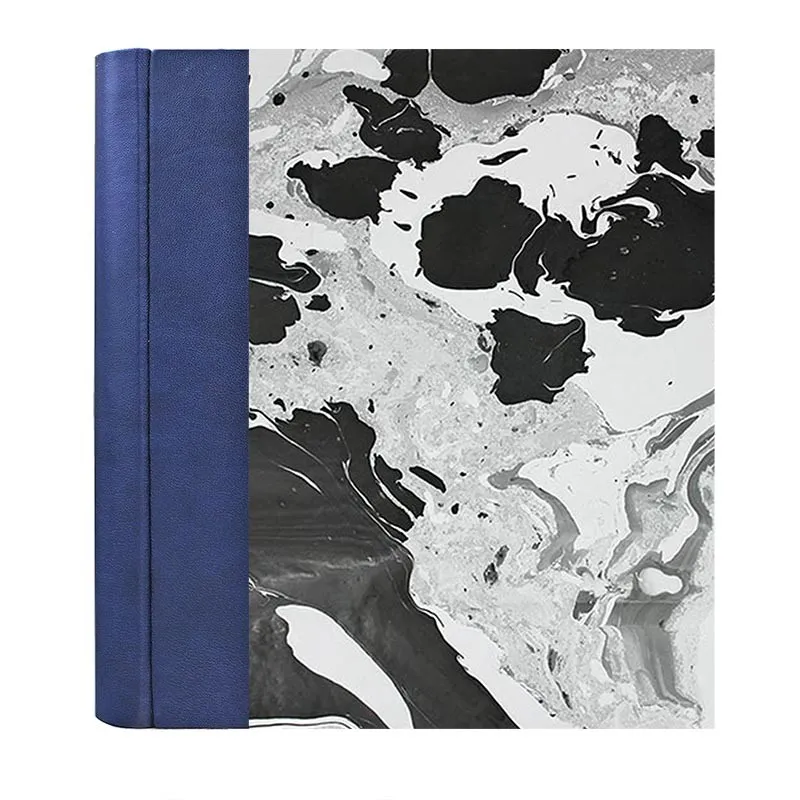 Photo album Bluette - leather and marbled paper - Conti Borbone