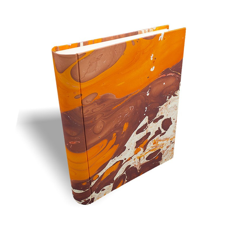 Photo album in marbled paper brown orange Merida - Conti Borbone - standard prospective