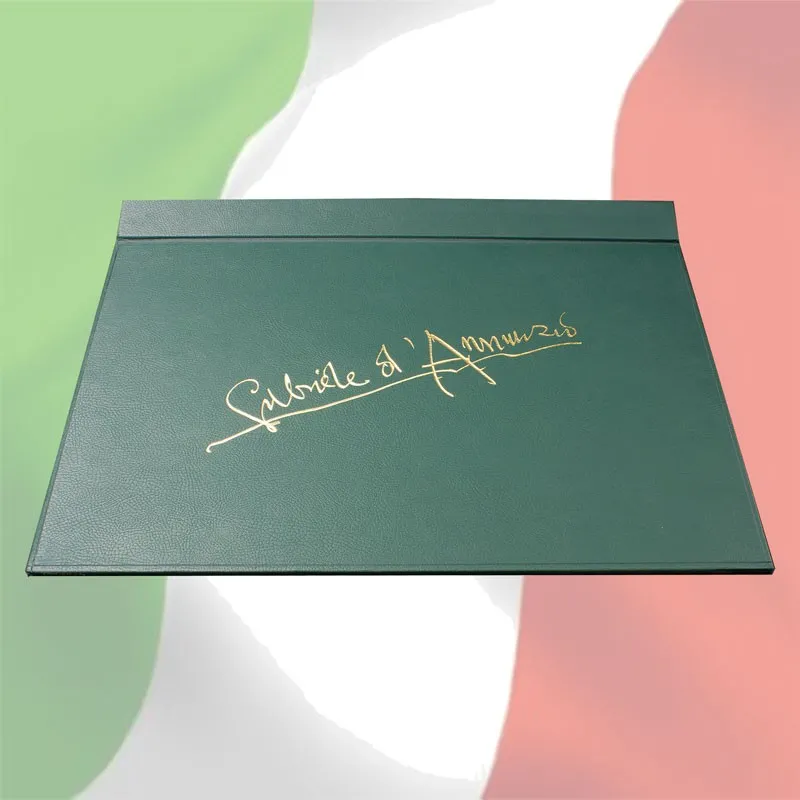 Gabriele d’Annunzio Desk Pad Handmade in Green Faux Leather - Conti Borbone