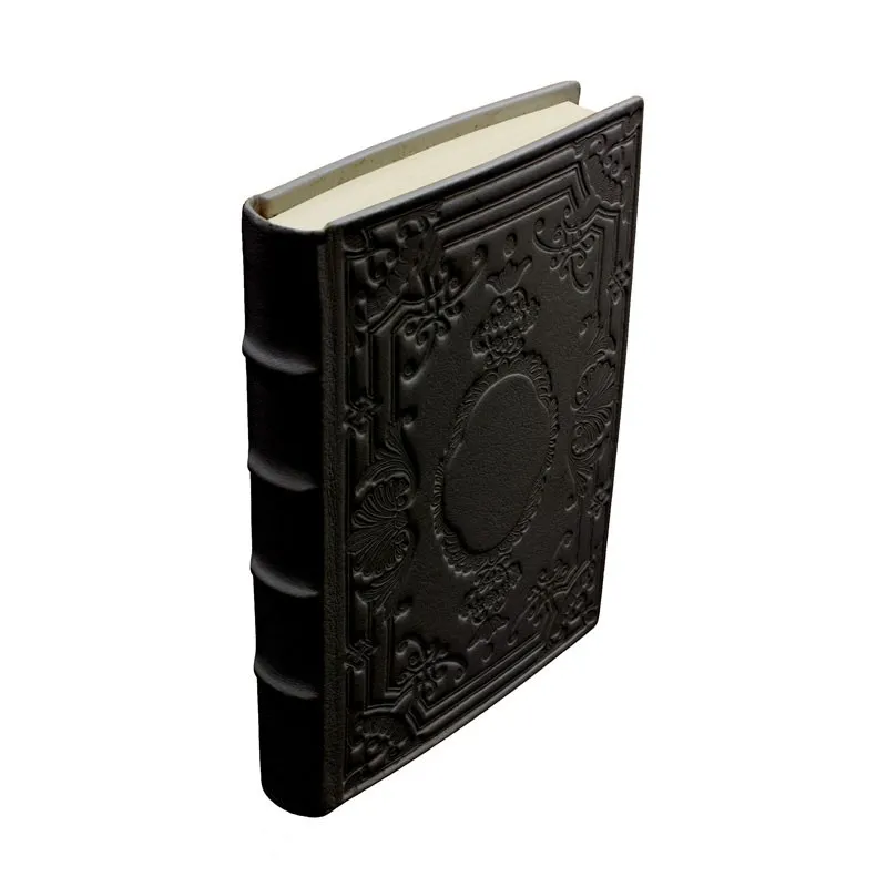 Diario in pelle Dark colore nero con decorazione - Conti Borbone - Milano dorso