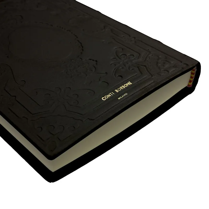 Diario in pelle Dark colore nero con decorazione - Conti Borbone - Milano brand